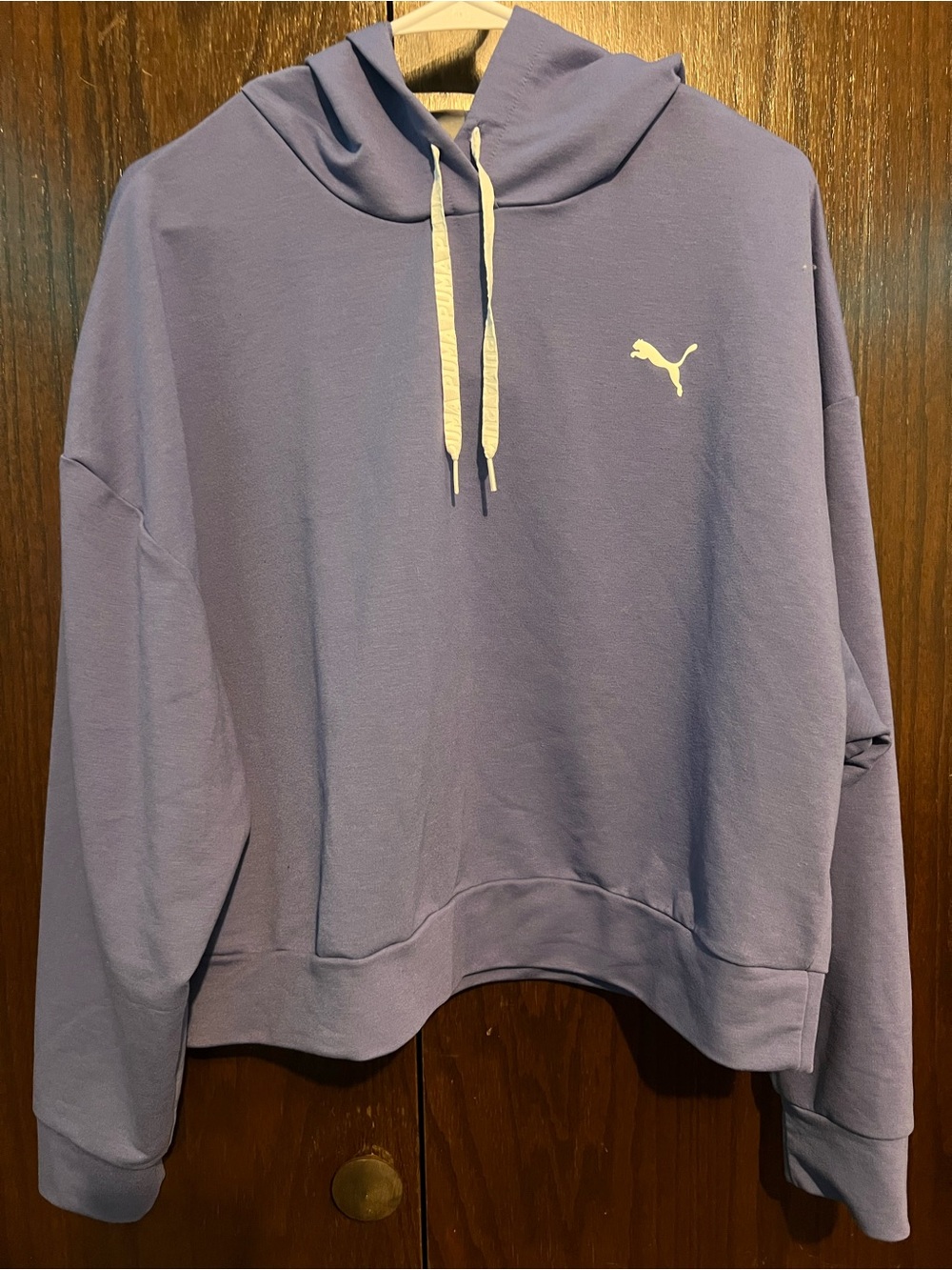 Puma Lavender Pullover Hoodie with White Drawstrings